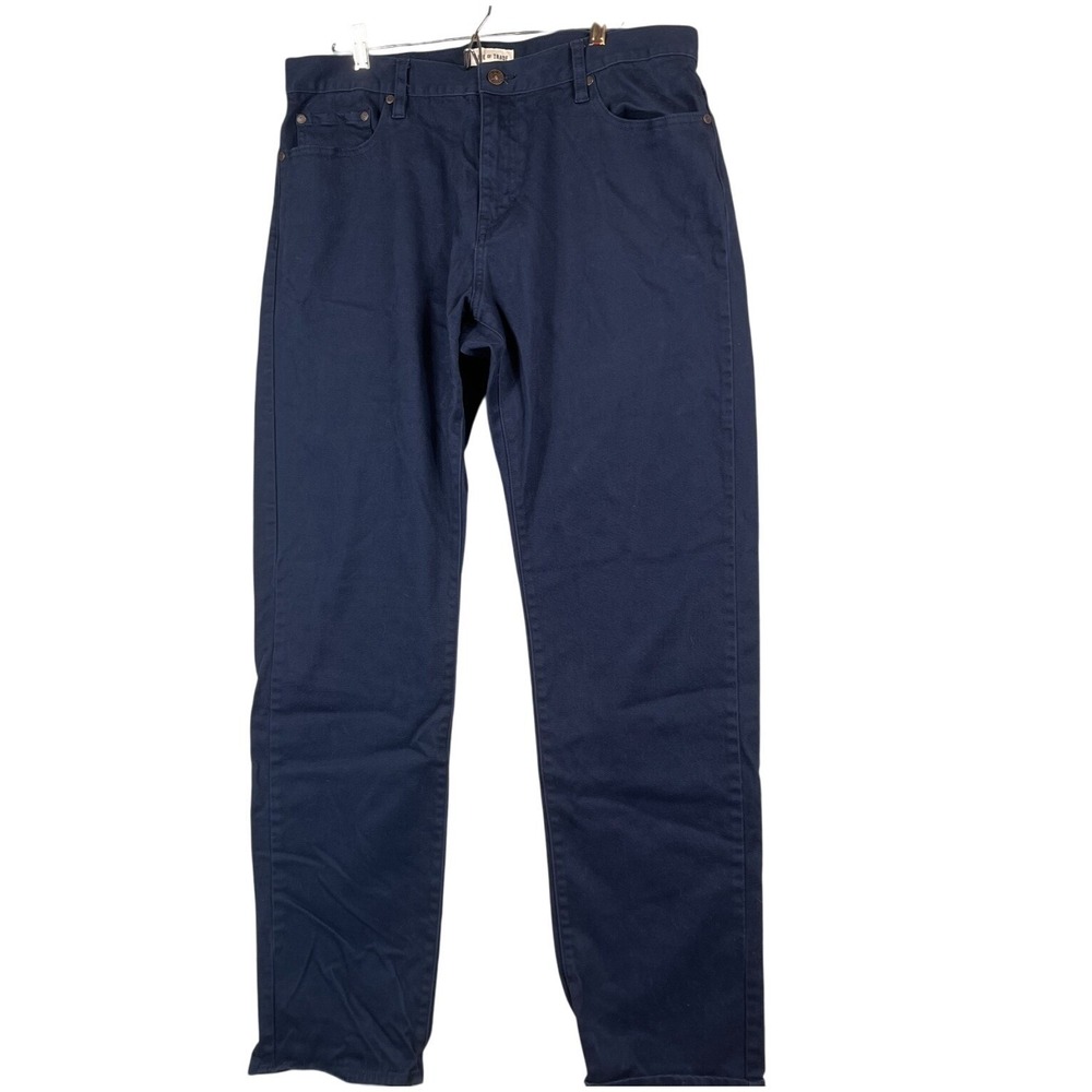 Line of Trade Mens W38 L34 Pants Flat Front Navy Blue Soft Feel Quality Chinos
